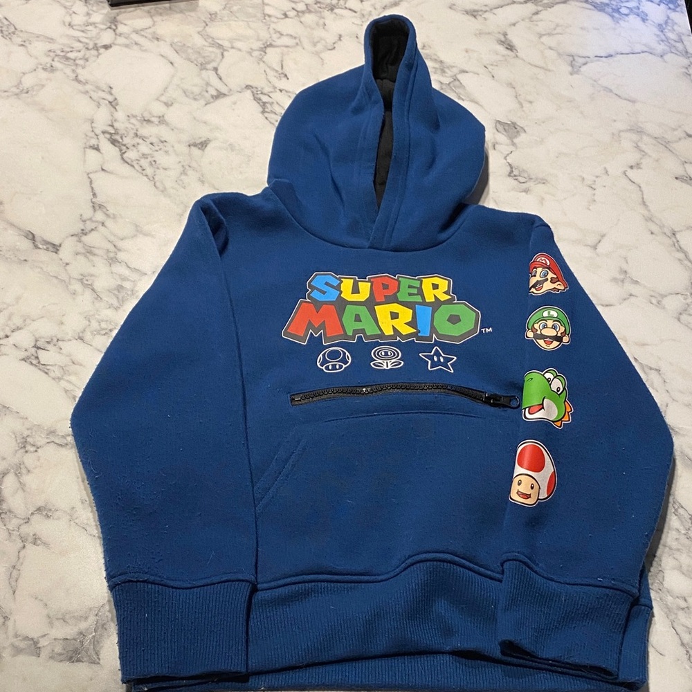 Nintendo Super Mario Kids Hoodie in Bright Blue with Character Graphics